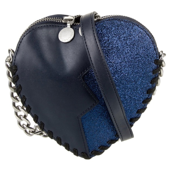 Stella McCartney Handbags - Stella McCartney Jazz Heart Black & Blue Glittery Crossbody Bag Whipstitching